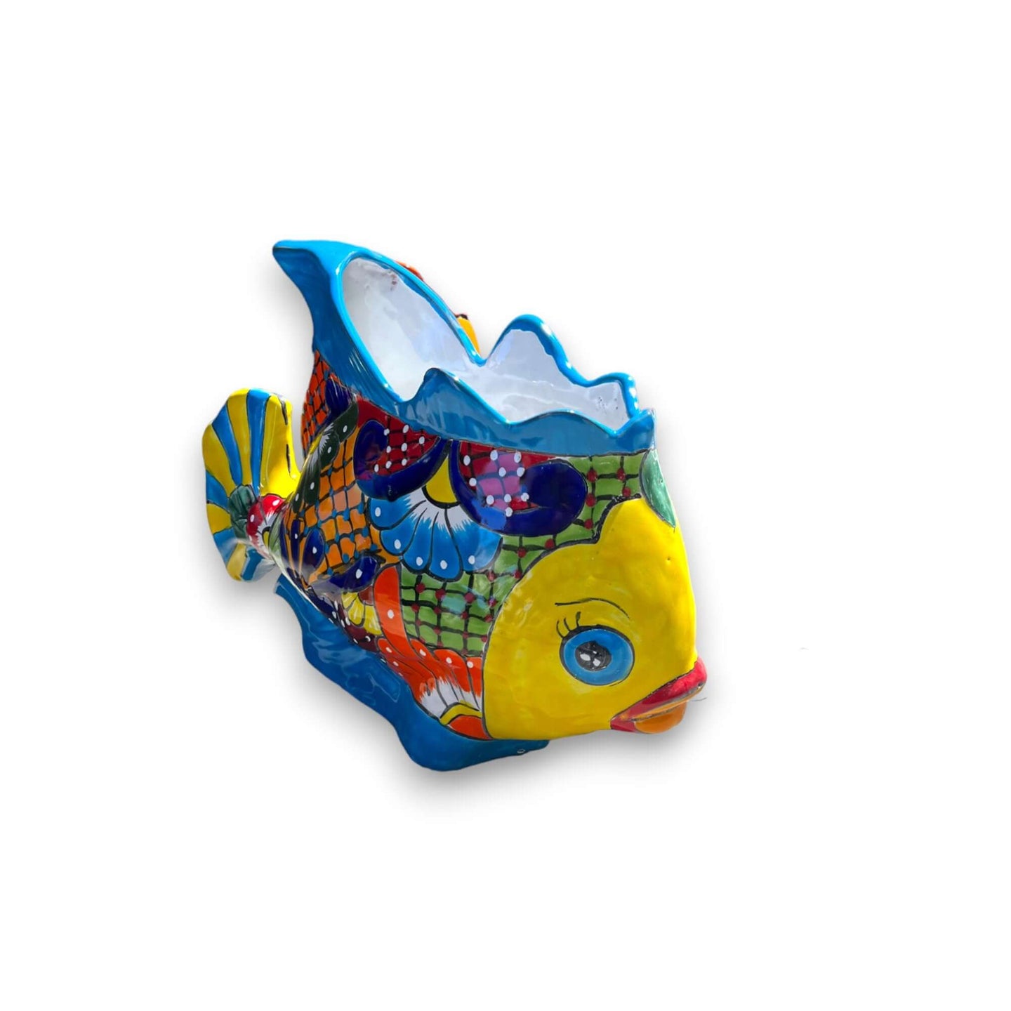 Large Talavera Fish Planter - Hand-Painted Pottery